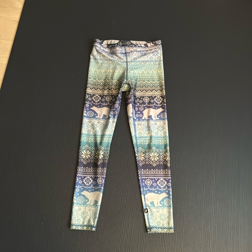 Terez Medium Leggings, Polar Bear Blue Fair Isle Print, Excellent Condition